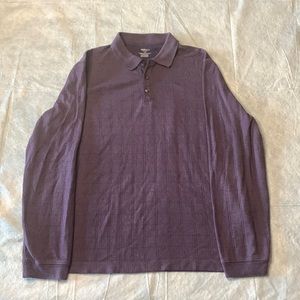 L Van Heusen 3/4 button down purple long sleeve casual dress shirt